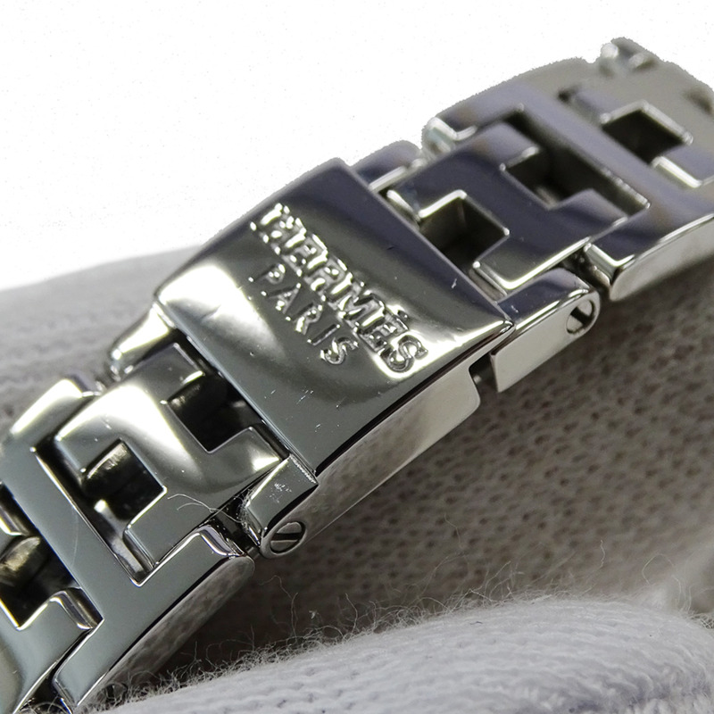 愛馬仕 Clipper 女士腕錶，珍珠粉紅貝殼錶殼，鑲嵌 12 顆鑽石，石英機芯，不鏽鋼錶殼，CL4.230，拋光銀色-7