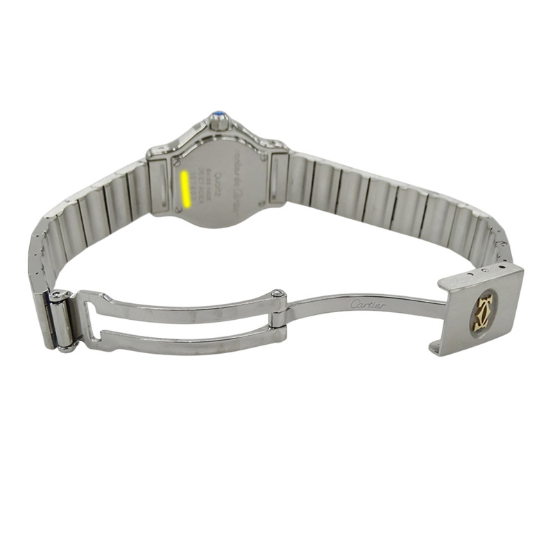 卡地亞 Santos 八角形日期石英女錶，QZ 精鋼錶殼，鍍金及黃金，W2001683，拋光-3