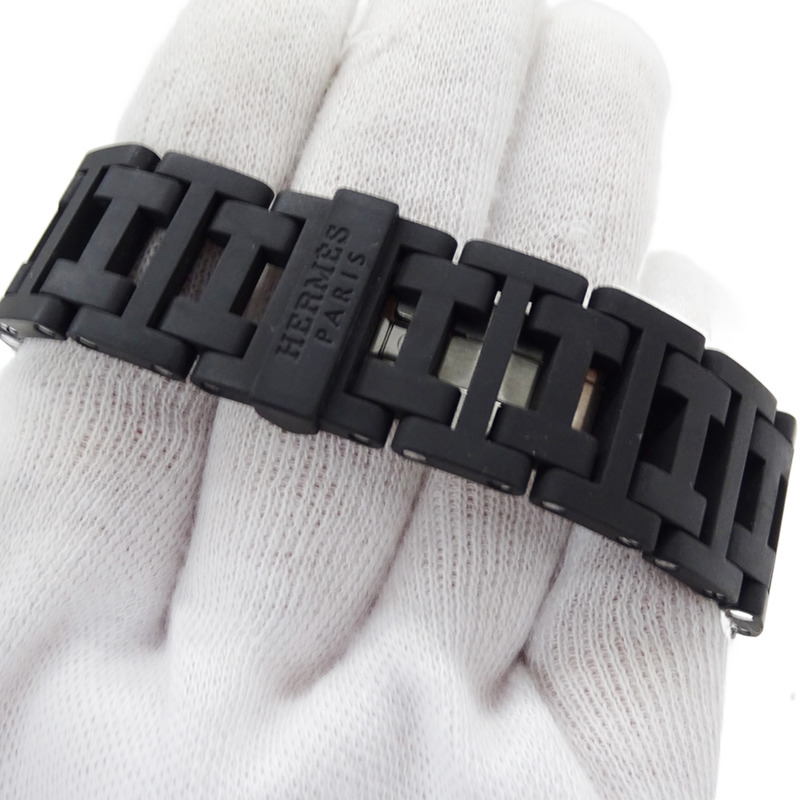 愛馬仕 Clipper Diver 潛水計時男士腕錶，石英機芯，不鏽鋼錶殼，橡膠錶帶，CL2.915，銀色/黑色，拋光-4