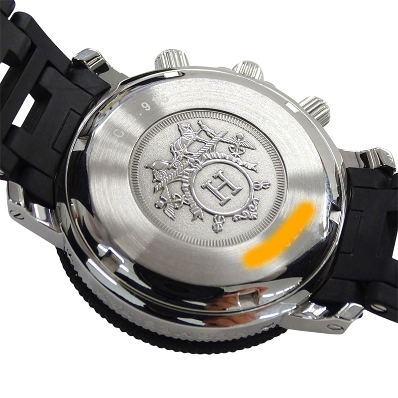 愛馬仕 Clipper Diver 潛水計時男士腕錶，石英機芯，不鏽鋼錶殼，橡膠錶帶，CL2.915，銀色/黑色，拋光-5