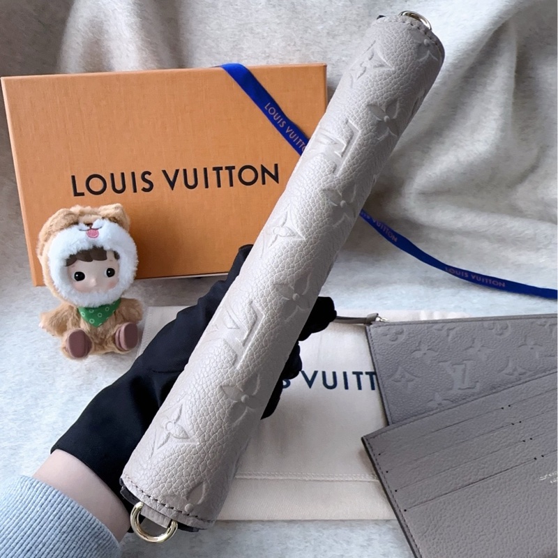 【配件：盒子 防塵袋  💕 】Louis Vuitton LV 25年 三合一 woc 信封包 灰色 牛皮 手提 單肩 斜挎-3
