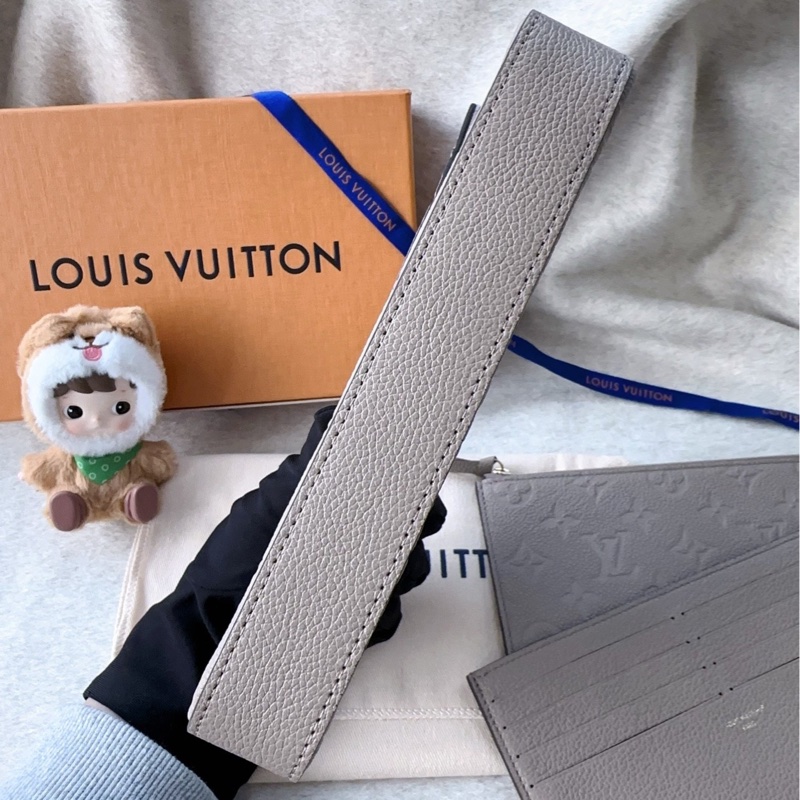 【配件：盒子 防塵袋  💕 】Louis Vuitton LV 25年 三合一 woc 信封包 灰色 牛皮 手提 單肩 斜挎-4