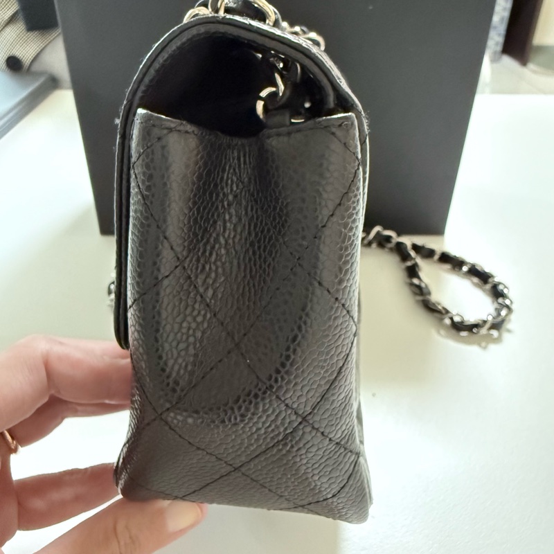 Chanel 小牛皮 黑銀 方胖-2