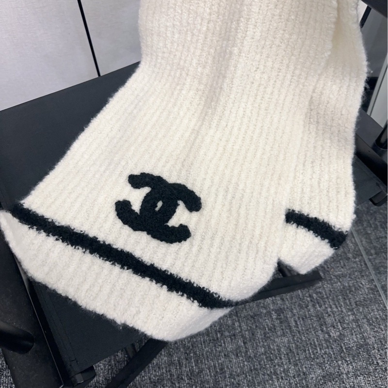 Chanel 23B 白色 黑色 雙C 圍巾 披肩-0