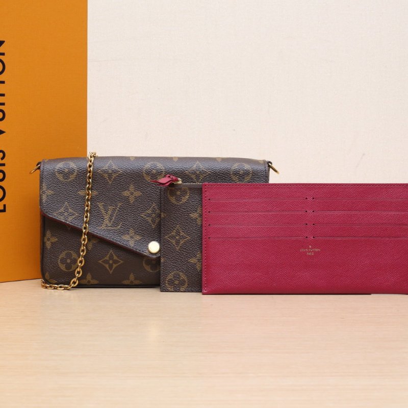 LOUIS VUITTON POCHETTEFELICIE三合一鏈條包老花PVC2018肩背包-0