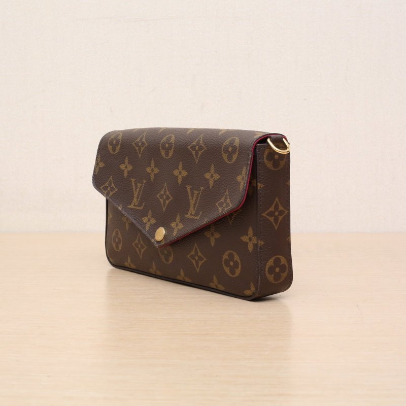 LOUIS VUITTON POCHETTEFELICIE三合一鏈條包老花PVC2018肩背包-3