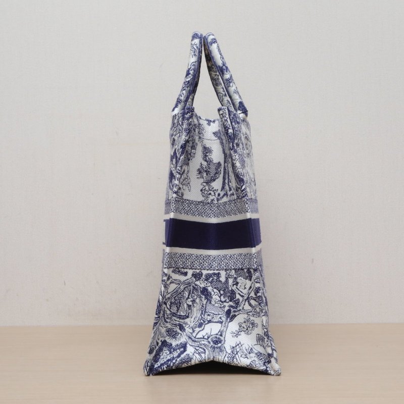 DIOR BookTote大號42藍色帆布2020動物園老虎刺繡肩背包-4