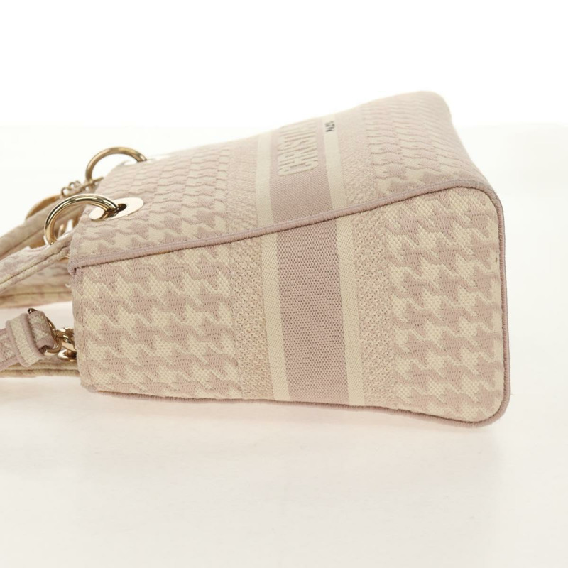【日本直送】Christian Dior Lady Dior 千鳥格紋帆布雙肩包 粉紅 正品 mr1529M-3