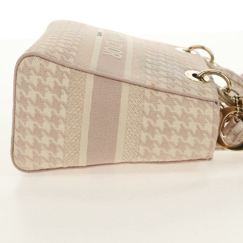 【日本直送】Christian Dior Lady Dior 千鳥格紋帆布雙肩包 粉紅 正品 mr1529M-4