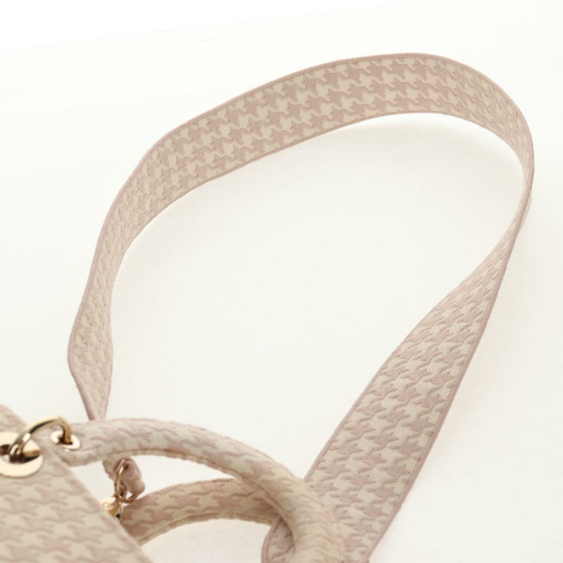 【日本直送】Christian Dior Lady Dior 千鳥格紋帆布雙肩包 粉紅 正品 mr1529M-10