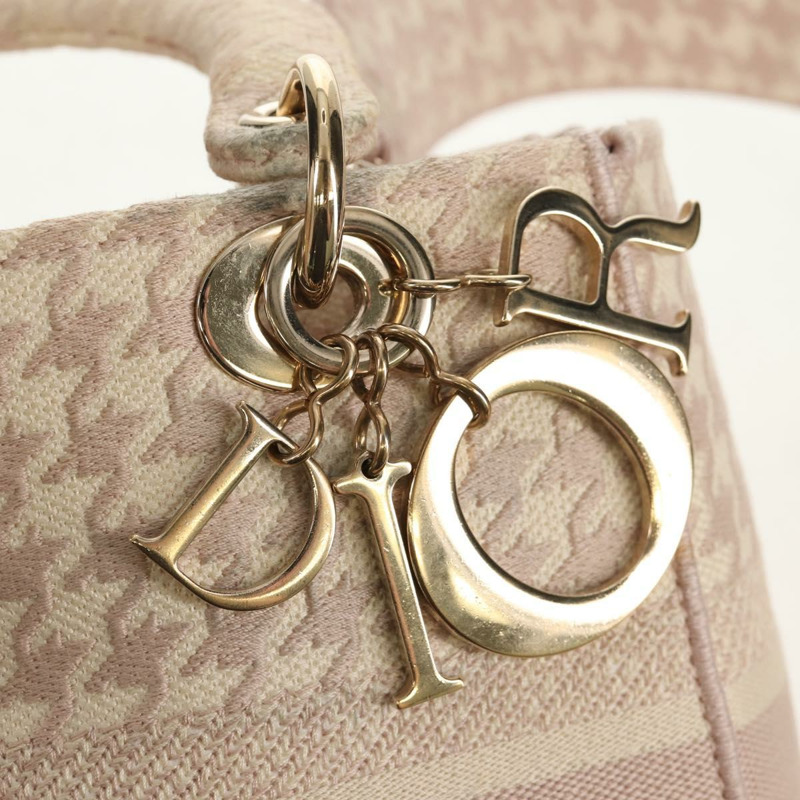 【日本直送】Christian Dior Lady Dior 千鳥格紋帆布雙肩包 粉紅 正品 mr1529M-16