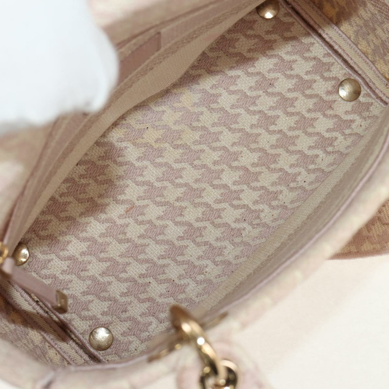 【日本直送】Christian Dior Lady Dior 千鳥格紋帆布雙肩包 粉紅 正品 mr1529M-20