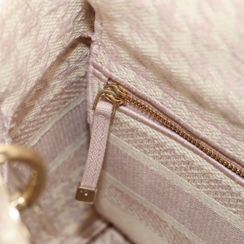 【日本直送】Christian Dior Lady Dior 千鳥格紋帆布雙肩包 粉紅 正品 mr1529M-23