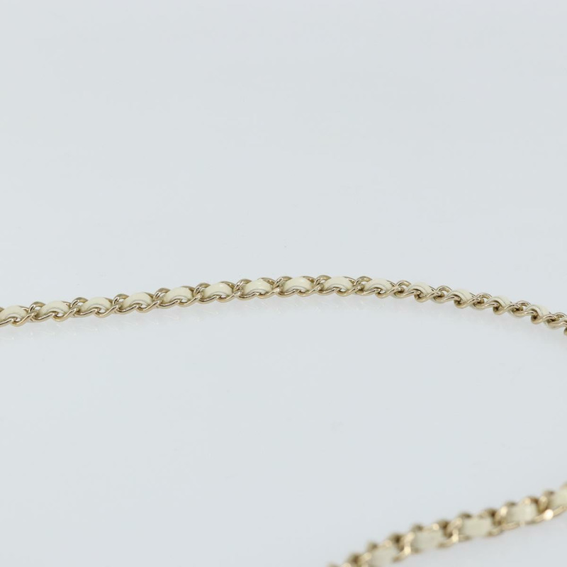 【日本直送】香奈兒 V 字縫線鏈條肩背包 白色皮革 金色 CC 標誌 Auth 144830AV-7