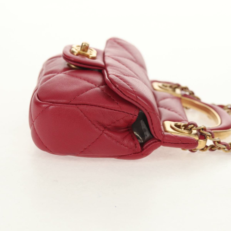 【日本直送】香奈兒 (CHANEL) 絎縫鏈條單肩包,羊皮材質,粉紅色金色雙C標誌,正品編號 144828SAM-4