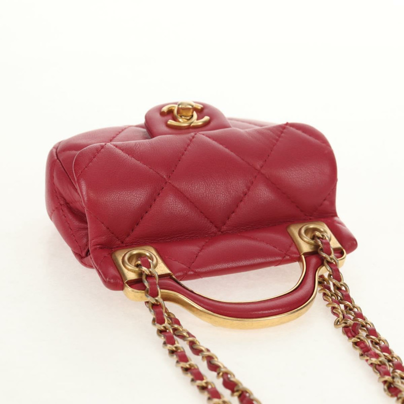 【日本直送】香奈兒 (CHANEL) 絎縫鏈條單肩包,羊皮材質,粉紅色金色雙C標誌,正品編號 144828SAM-5