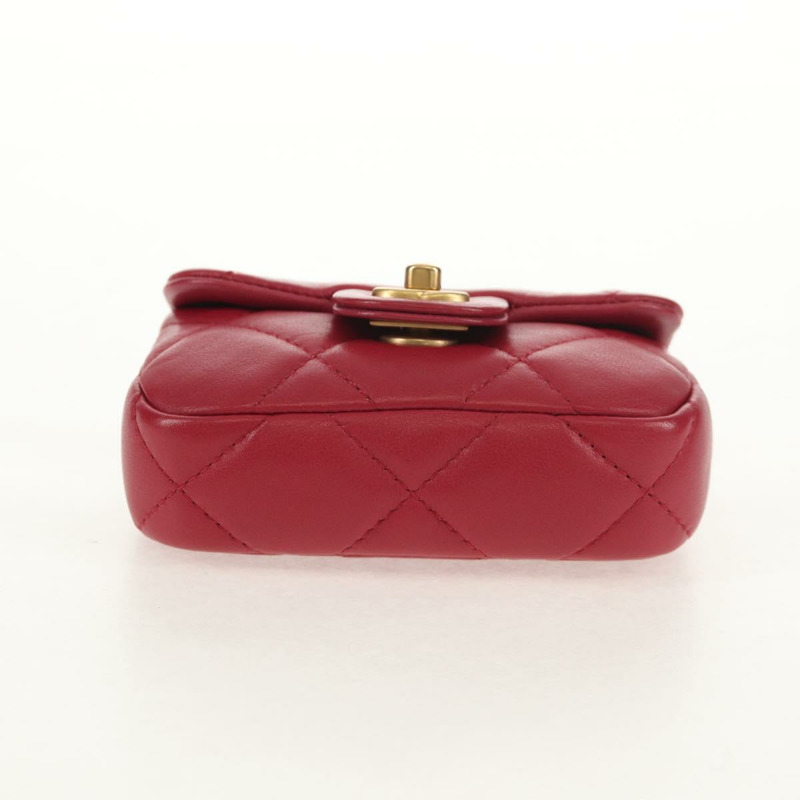 【日本直送】香奈兒 (CHANEL) 絎縫鏈條單肩包,羊皮材質,粉紅色金色雙C標誌,正品編號 144828SAM-11