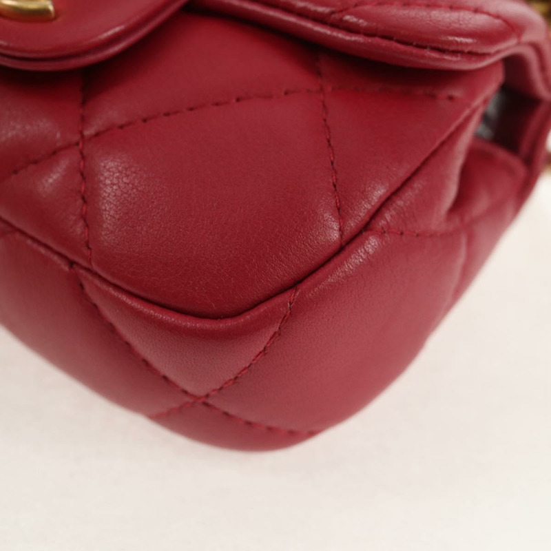 【日本直送】香奈兒 (CHANEL) 絎縫鏈條單肩包,羊皮材質,粉紅色金色雙C標誌,正品編號 144828SAM-13