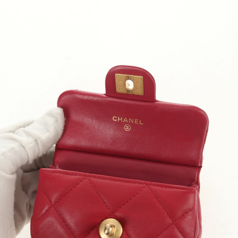 【日本直送】香奈兒 (CHANEL) 絎縫鏈條單肩包,羊皮材質,粉紅色金色雙C標誌,正品編號 144828SAM-17