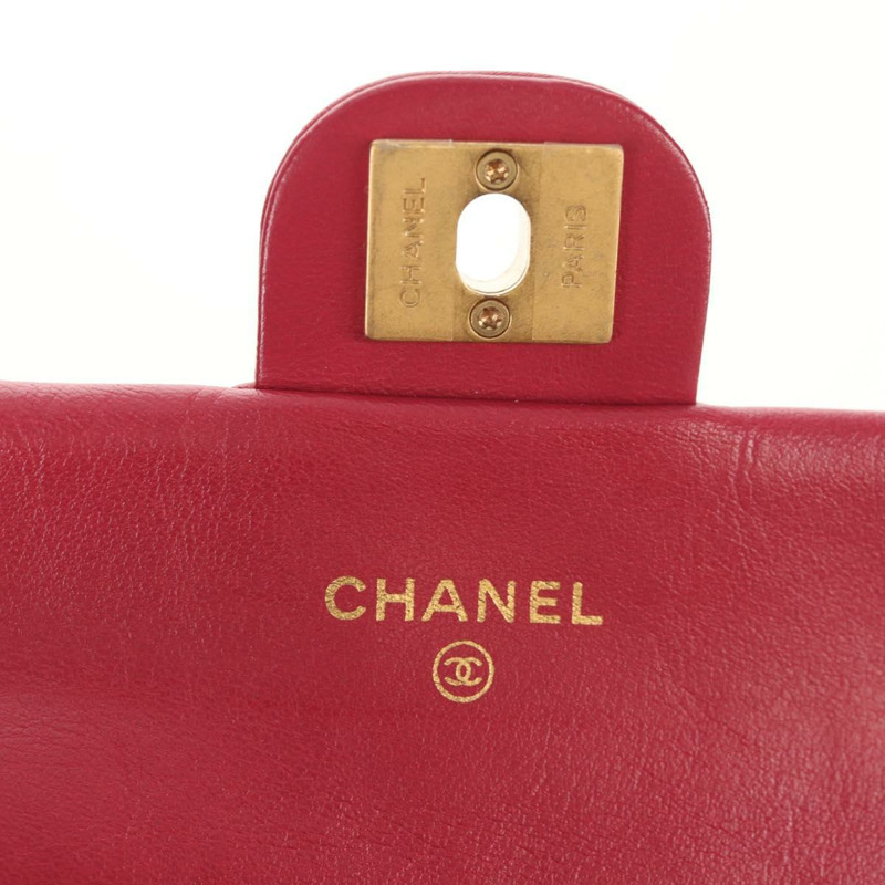 【日本直送】香奈兒 (CHANEL) 絎縫鏈條單肩包,羊皮材質,粉紅色金色雙C標誌,正品編號 144828SAM-18