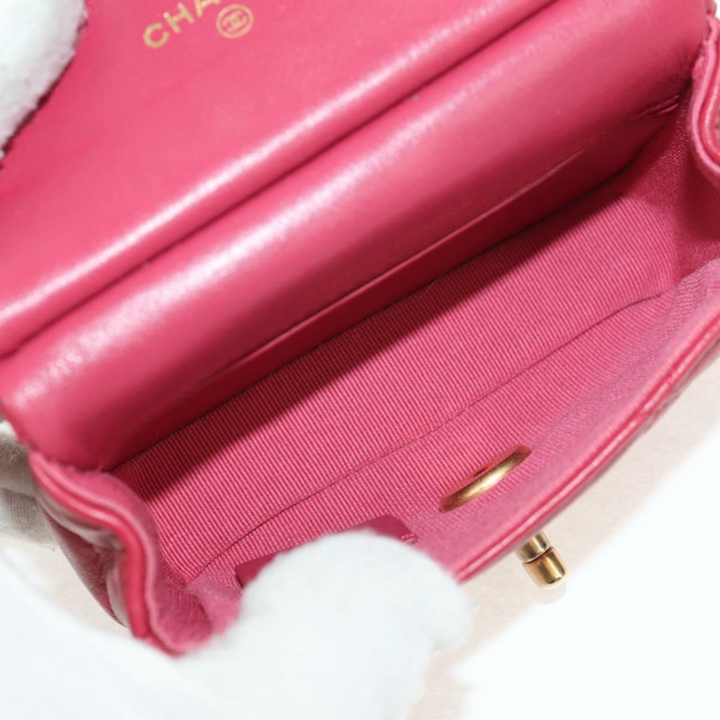 【日本直送】香奈兒 (CHANEL) 絎縫鏈條單肩包,羊皮材質,粉紅色金色雙C標誌,正品編號 144828SAM-19