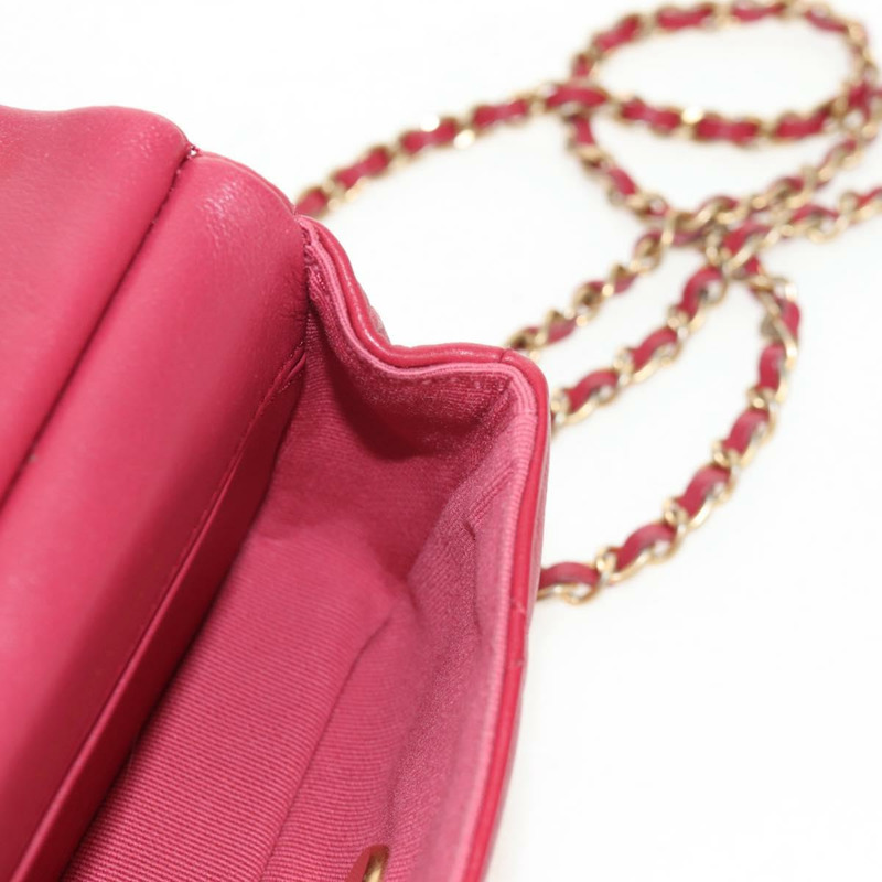 【日本直送】香奈兒 (CHANEL) 絎縫鏈條單肩包,羊皮材質,粉紅色金色雙C標誌,正品編號 144828SAM-20
