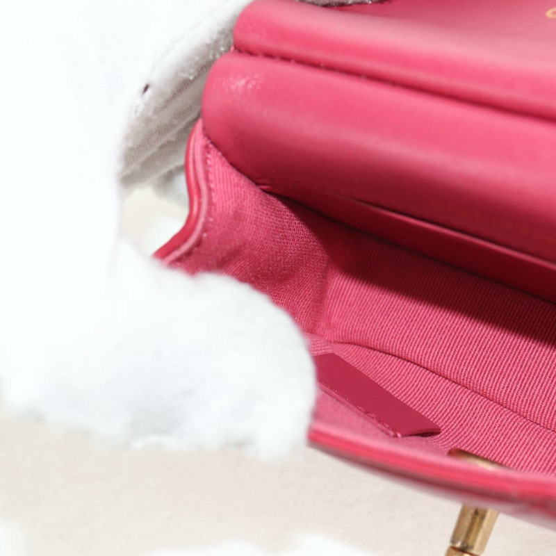 【日本直送】香奈兒 (CHANEL) 絎縫鏈條單肩包,羊皮材質,粉紅色金色雙C標誌,正品編號 144828SAM-21