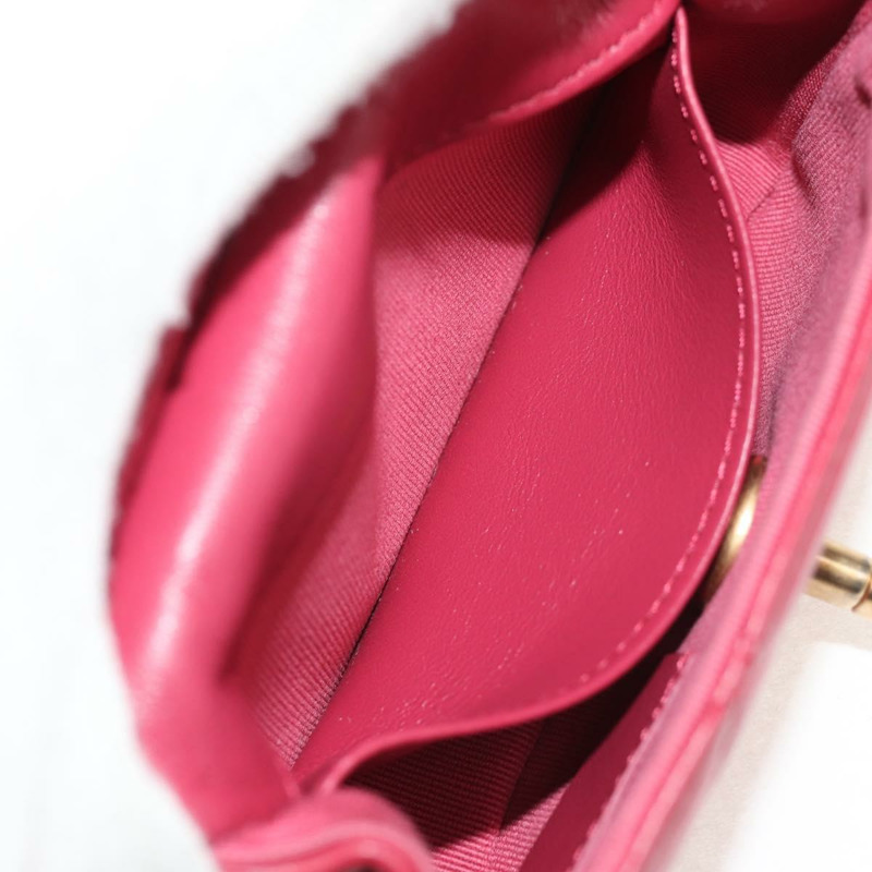 【日本直送】香奈兒 (CHANEL) 絎縫鏈條單肩包,羊皮材質,粉紅色金色雙C標誌,正品編號 144828SAM-22