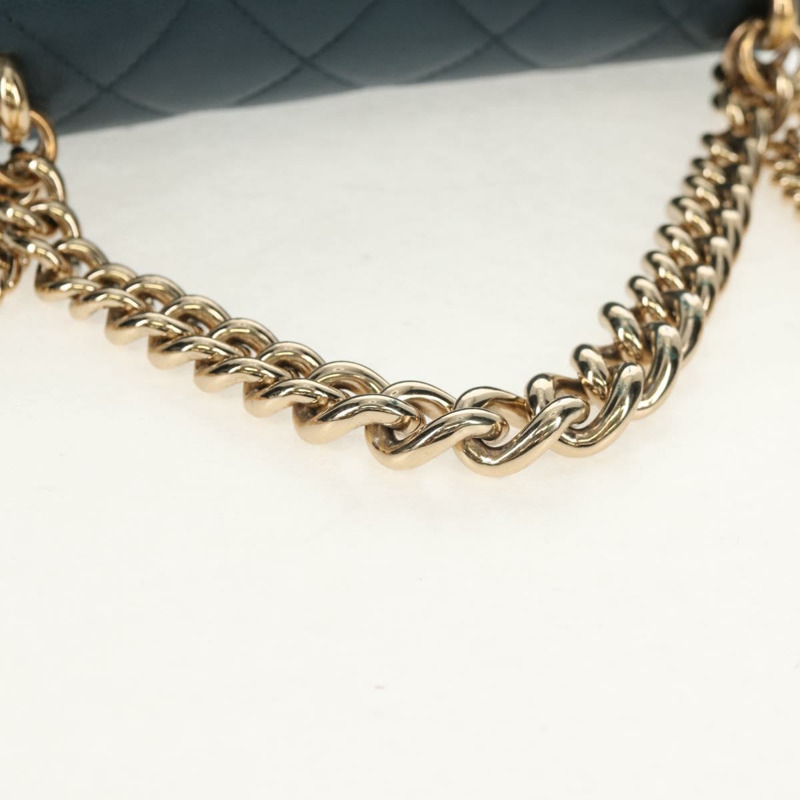 【日本直送】香奈兒 (CHANEL) 菱格紋鏈條肩背包,魚子醬紋皮革,藍色,金色雙C標誌,正品編號 143659AM-6