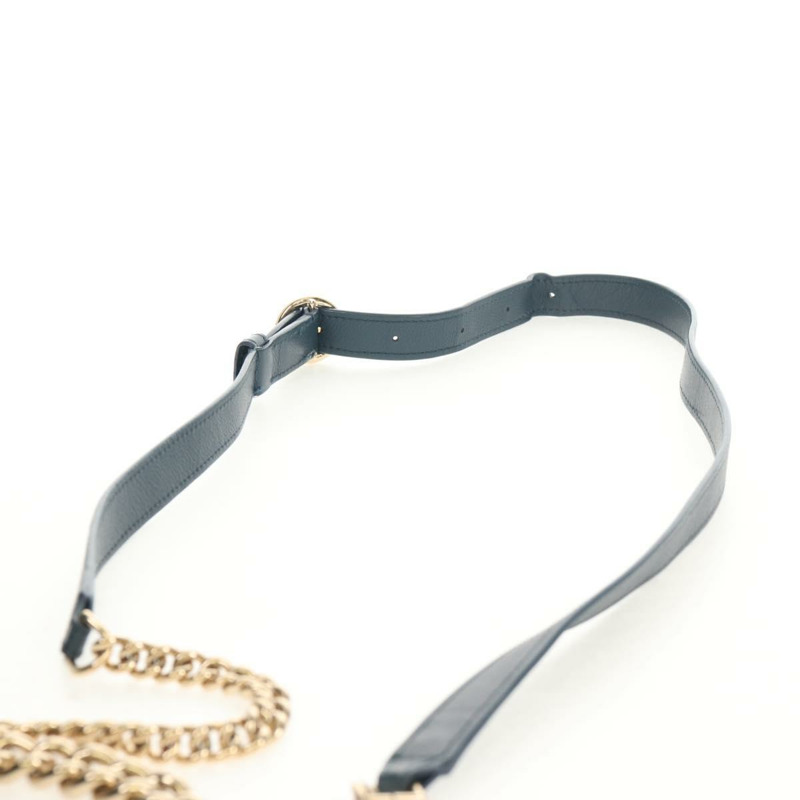 【日本直送】香奈兒 (CHANEL) 菱格紋鏈條肩背包,魚子醬紋皮革,藍色,金色雙C標誌,正品編號 143659AM-11