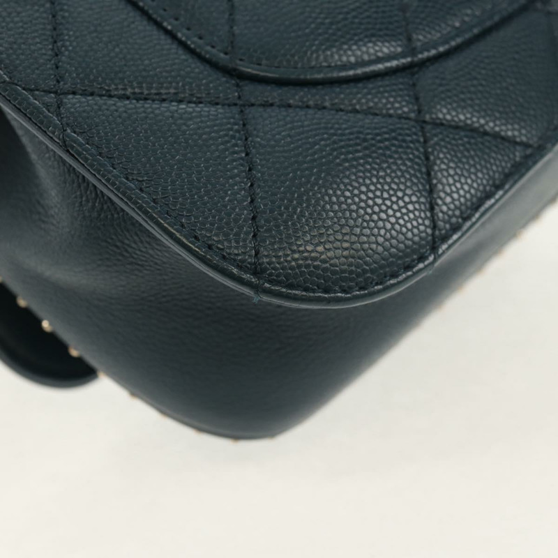 【日本直送】香奈兒 (CHANEL) 菱格紋鏈條肩背包,魚子醬紋皮革,藍色,金色雙C標誌,正品編號 143659AM-15