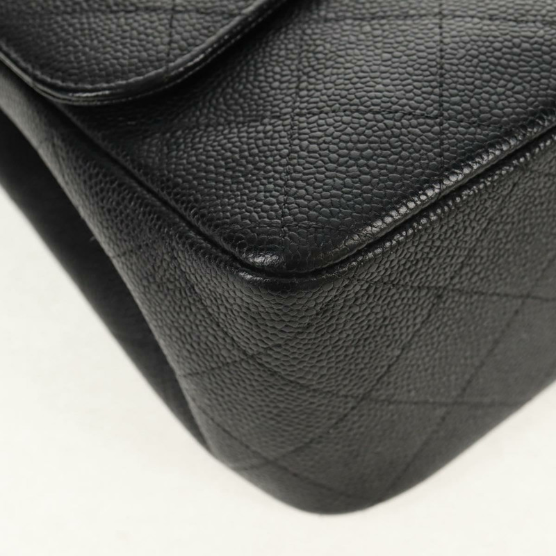 【日本直送】香奈兒 Matelasse 30 雙蓋鏈條包，魚子醬紋皮革，黑色，CC 標誌，正品編號 146363SM-10