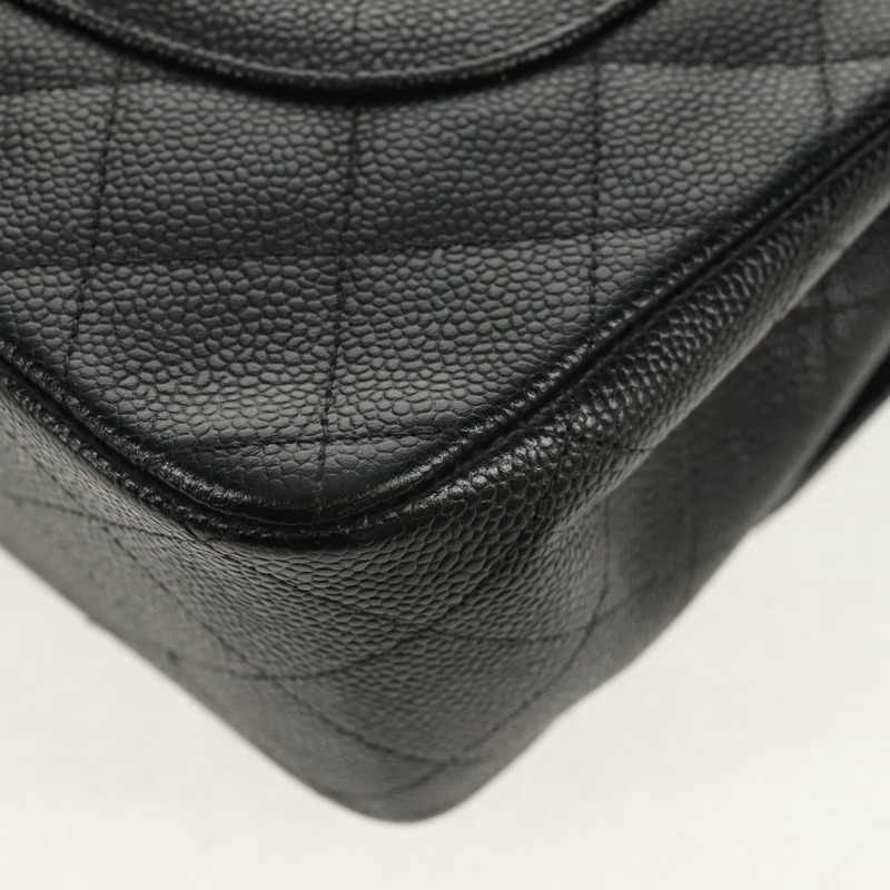 【日本直送】香奈兒 Matelasse 30 雙蓋鏈條包，魚子醬紋皮革，黑色，CC 標誌，正品編號 146363SM-13