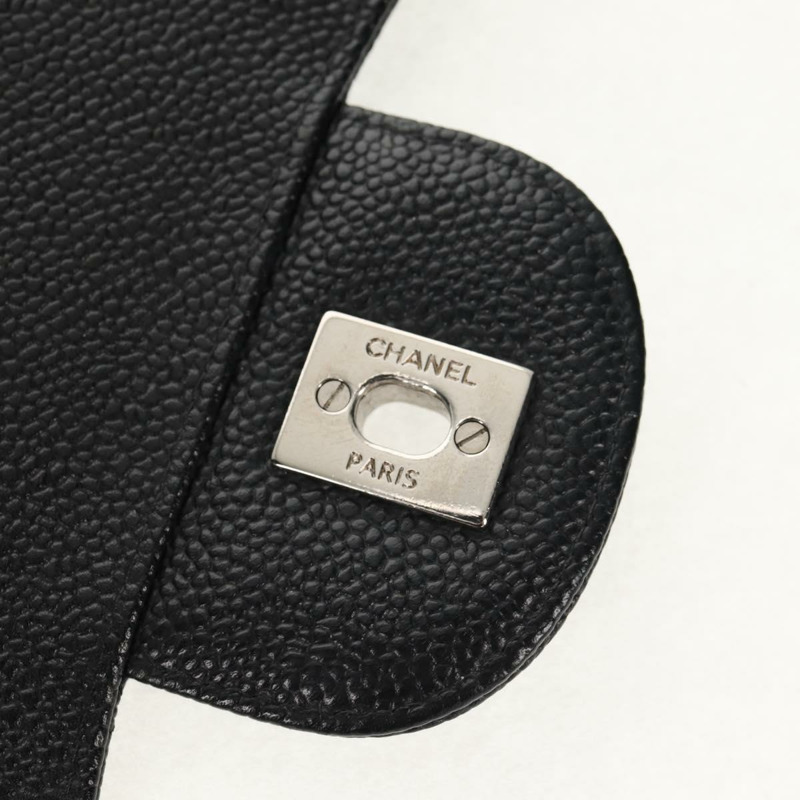 【日本直送】香奈兒 Matelasse 30 雙蓋鏈條包，魚子醬紋皮革，黑色，CC 標誌，正品編號 146363SM-16
