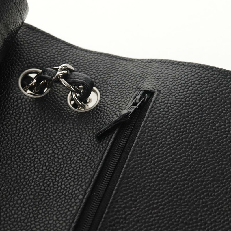 【日本直送】香奈兒 Matelasse 30 雙蓋鏈條包，魚子醬紋皮革，黑色，CC 標誌，正品編號 146363SM-17