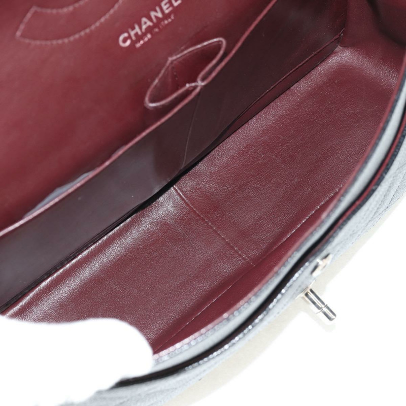 【日本直送】香奈兒 Matelasse 30 雙蓋鏈條包，魚子醬紋皮革，黑色，CC 標誌，正品編號 146363SM-22