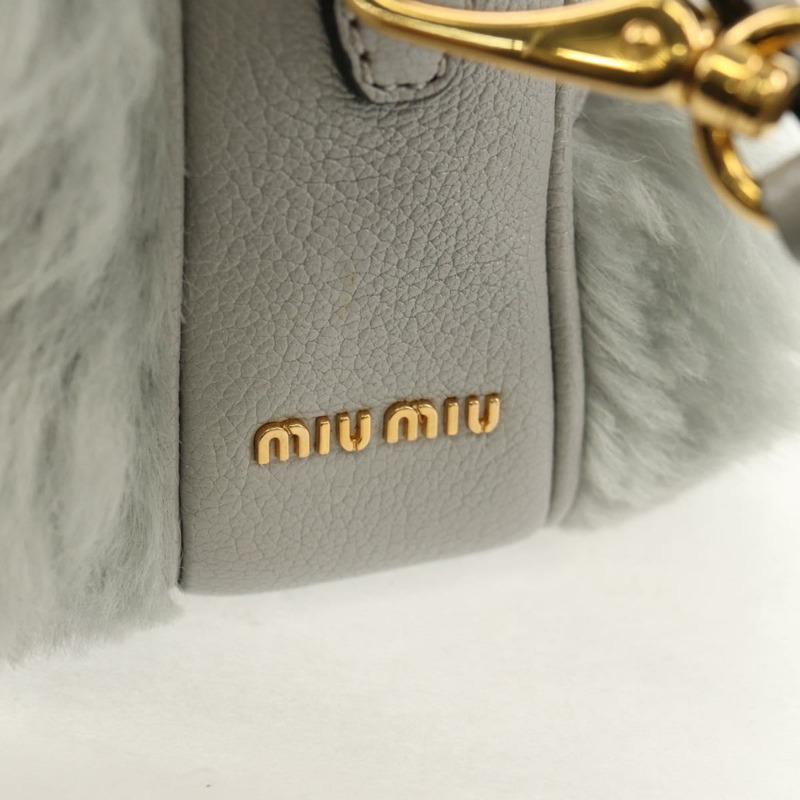 【日本直送】Miu Miu 灰色金色毛絨單肩包,正品編號 134337V-14