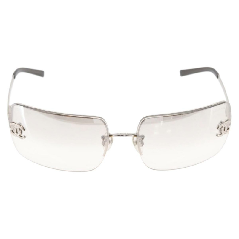 【日本直送】香奈兒 COCO 標誌太陽眼鏡 金屬銀色 CC Auth am9658V-1