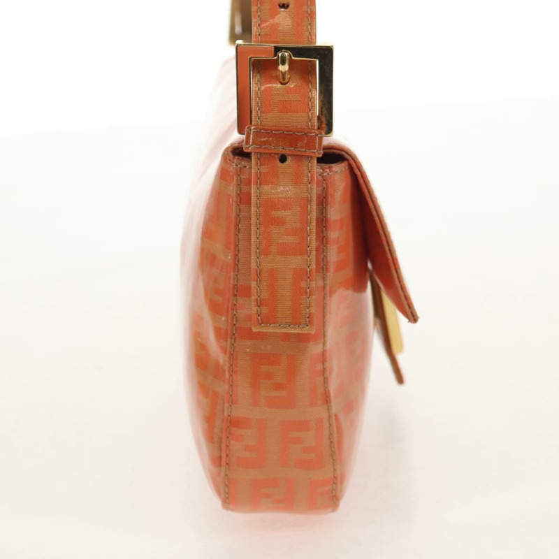 【日本直送】FENDI Zucchino帆布Mamma Baguette手袋琺瑯橙金配色 Auth am9758V-4