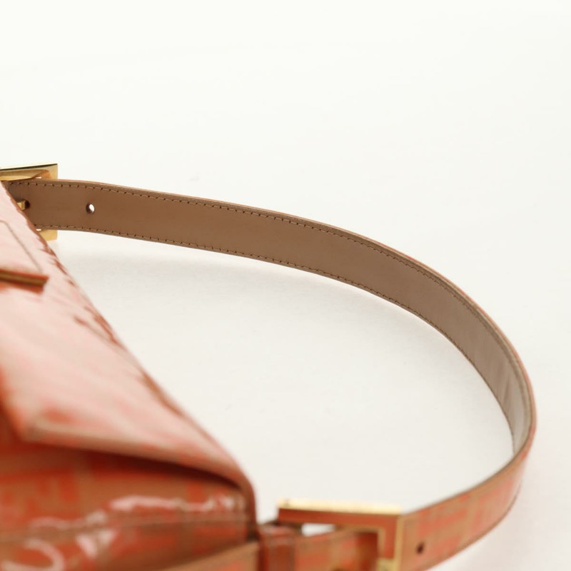 【日本直送】FENDI Zucchino帆布Mamma Baguette手袋琺瑯橙金配色 Auth am9758V-7