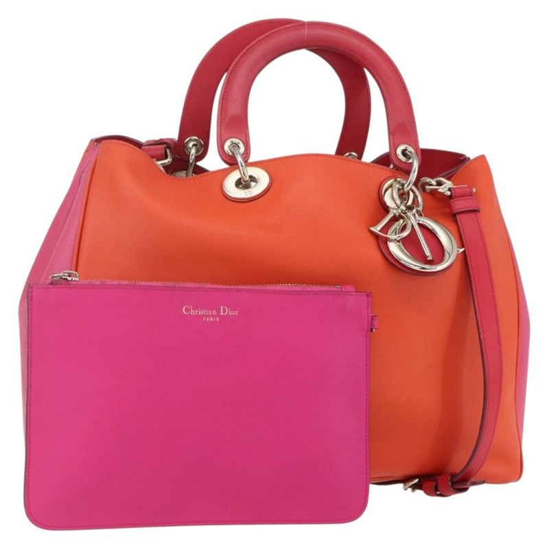 【日本直送】Christian Dior Diorissimo 手提包 皮革 2way Orange Gold Auth bs30974-0