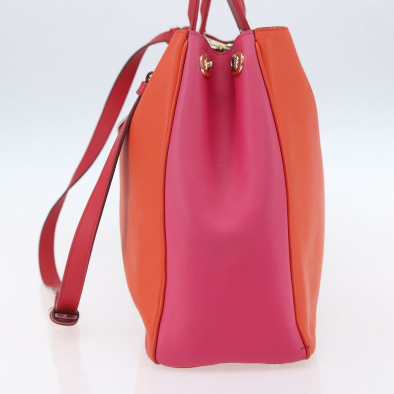 【日本直送】Christian Dior Diorissimo 手提包 皮革 2way Orange Gold Auth bs30974-4