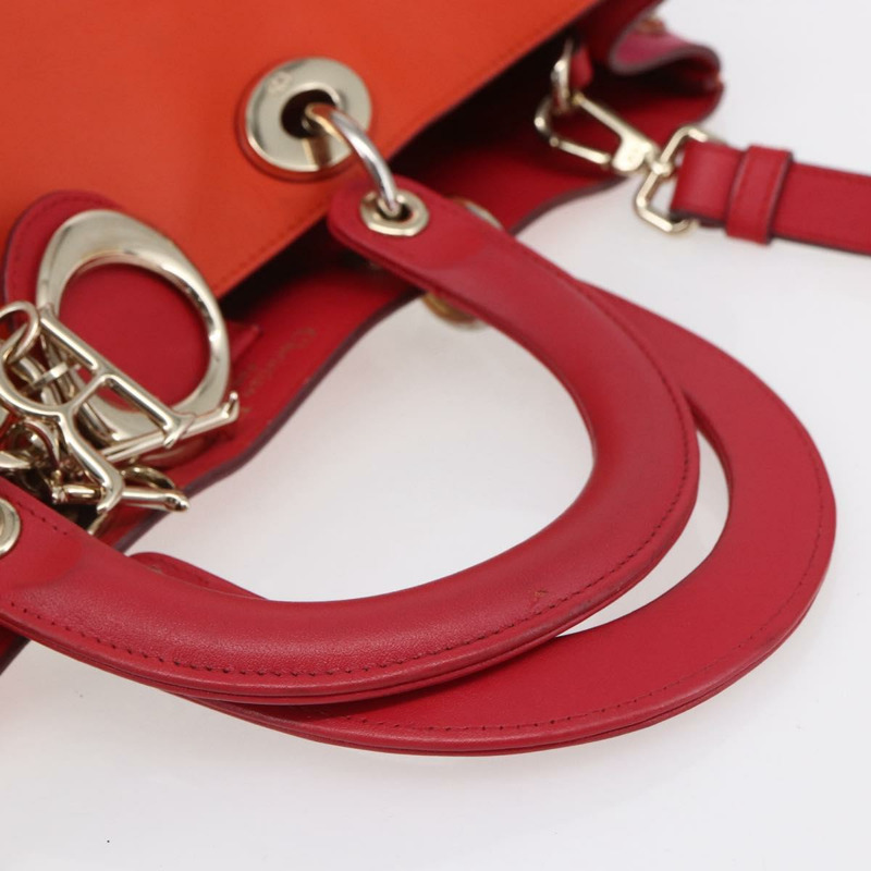 【日本直送】Christian Dior Diorissimo 手提包 皮革 2way Orange Gold Auth bs30974-6