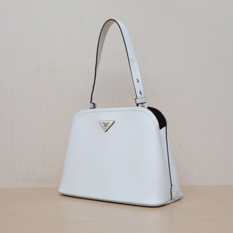 PRADA 白色牛皮matinee貝殼包大號31肩背包-4