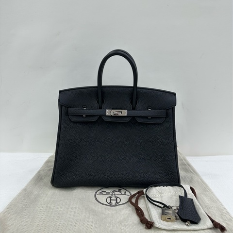 愛馬仕 Birkin 25 黑銀 togo B刻