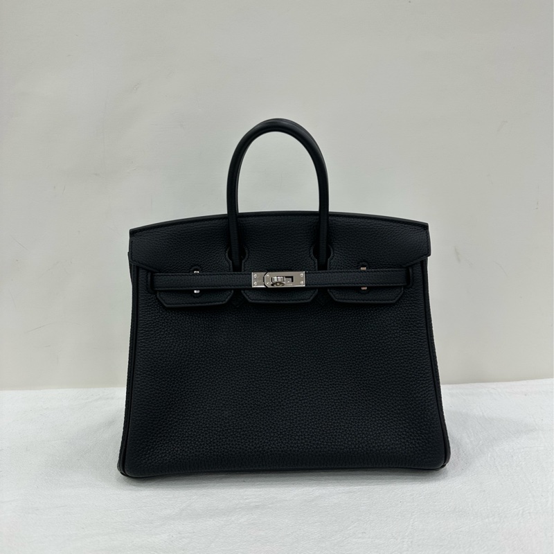 愛馬仕 Birkin 25 黑銀 togo B刻-1