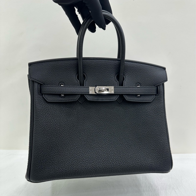 愛馬仕 Birkin 25 黑銀 togo B刻-6