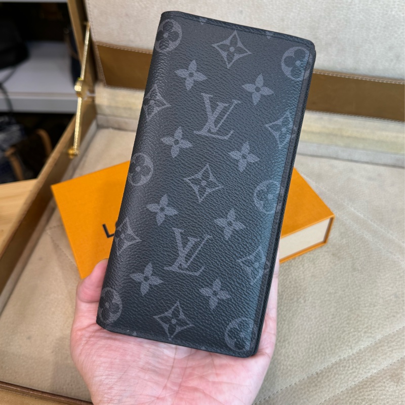 Louis Vuitton黑色原花Brazza對開長夾🖤🩶帥氣實用-1
