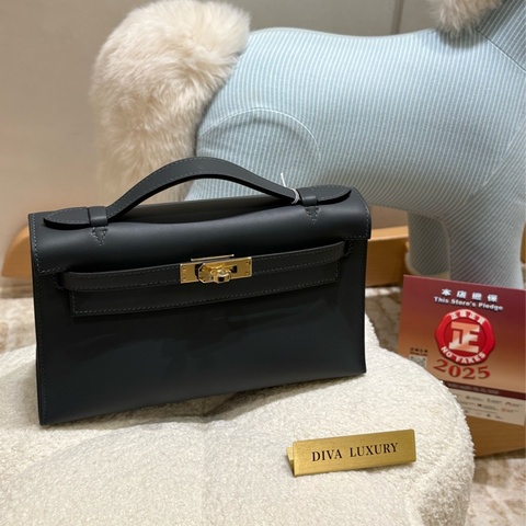 HERMES Mini Kelly Pochette 霧霾灰 全新現場