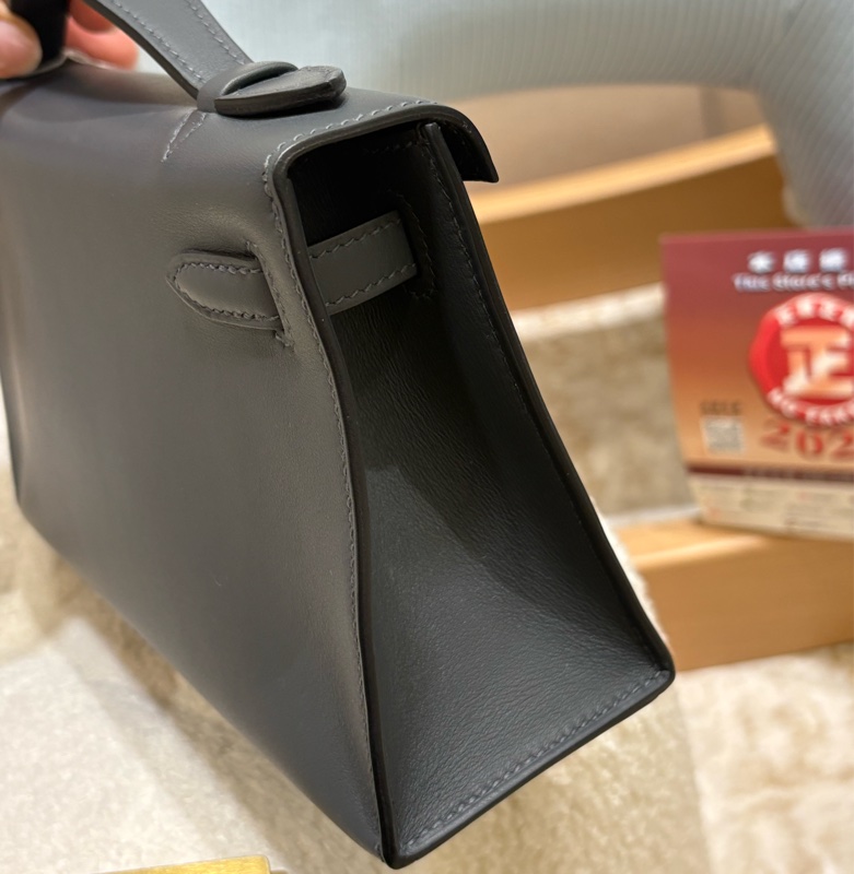 HERMES Mini Kelly Pochette 霧霾灰 全新現場-2